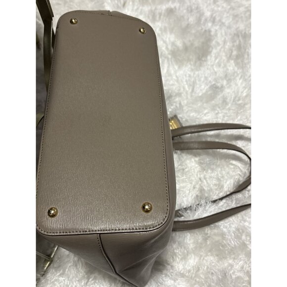 Lauren Ralph Lauren Saffiano Cow Leather Tan Cream Newbury Classic Tote Bag Y2K - Picture 5 of 8